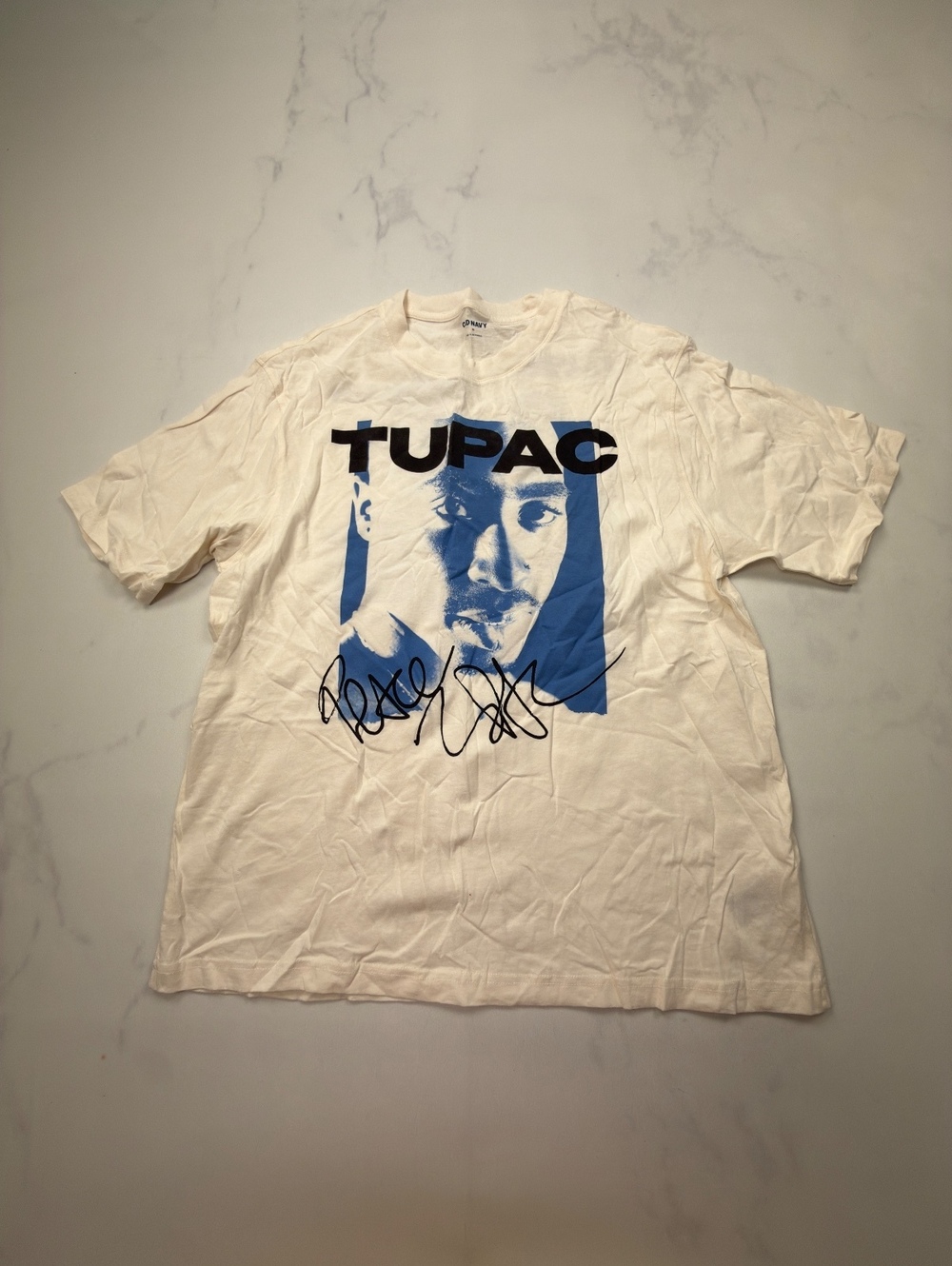 Old Navy Tupac Graphic Tee White 90s Retro - Mens M